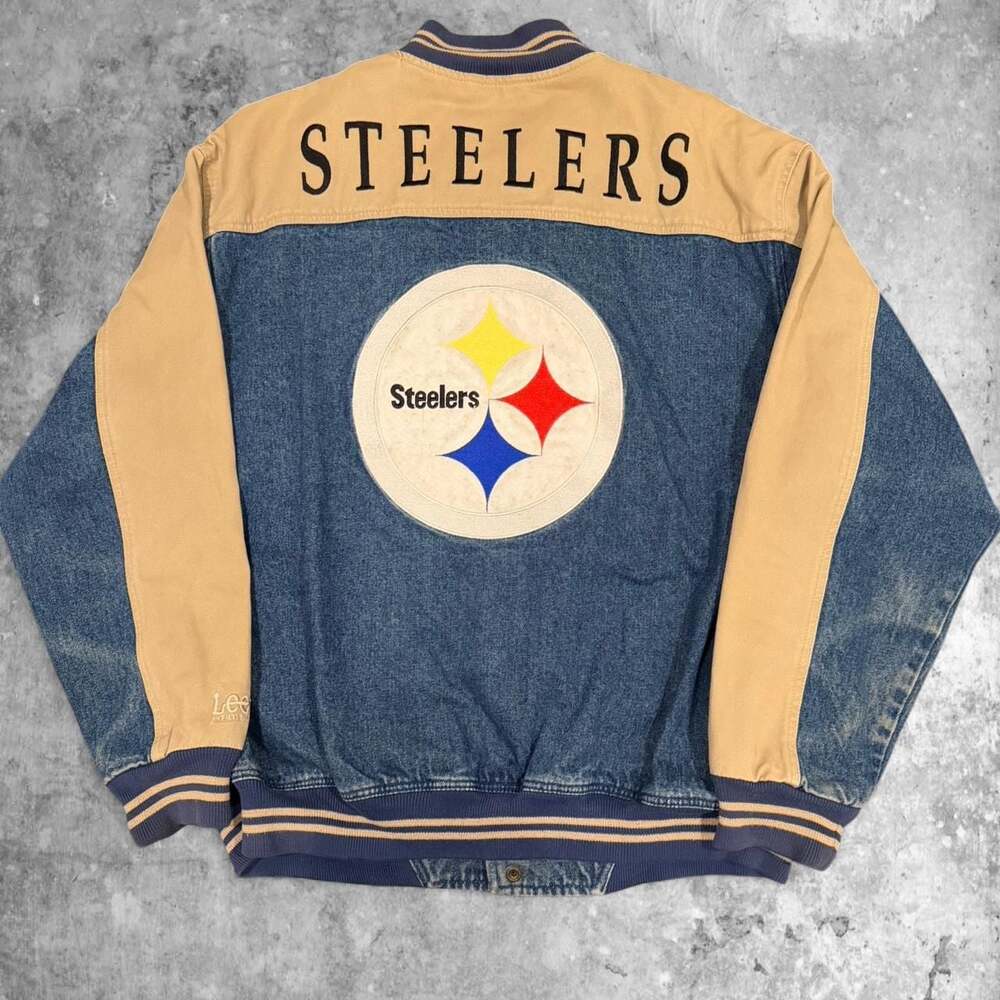 Vintage 90s Lee Sport Pittsburgh Steelers Denim Varsity Jacket